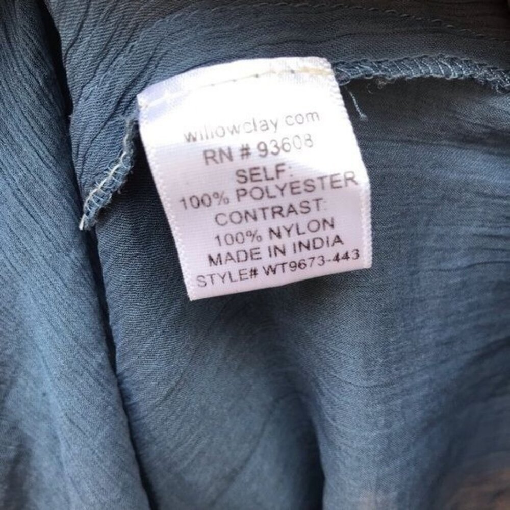 Willow & Clay Ruffle Blue Sheer Blouse Cottage Top Shirt Size M - Picture 8 of 8